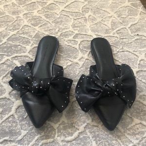 Black Flats with bow
